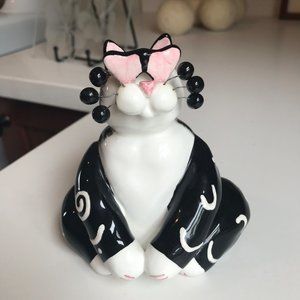 Amy LaCombe Whimsiclay Tuxedo Cat Annaco Creations Black White